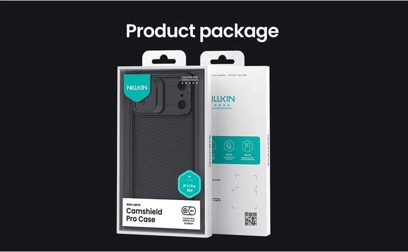 Nillkin CamShield PRO dėklas skirtas Apple iPhone 17 Pro Max juodos spalvos