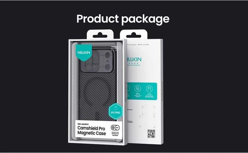 Nillkin CamShield PRO Magnetic Hard dėklas skirtas Apple iPhone 17 Pro skaidrus juodos spalvos