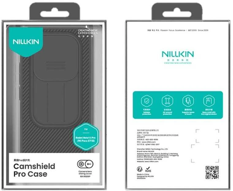 Nillkin CamShield PRO Hard Xiaomi Redmi Note 14 Pro 5G/Poco X7 5G dėklas telefonui juodos spalvos