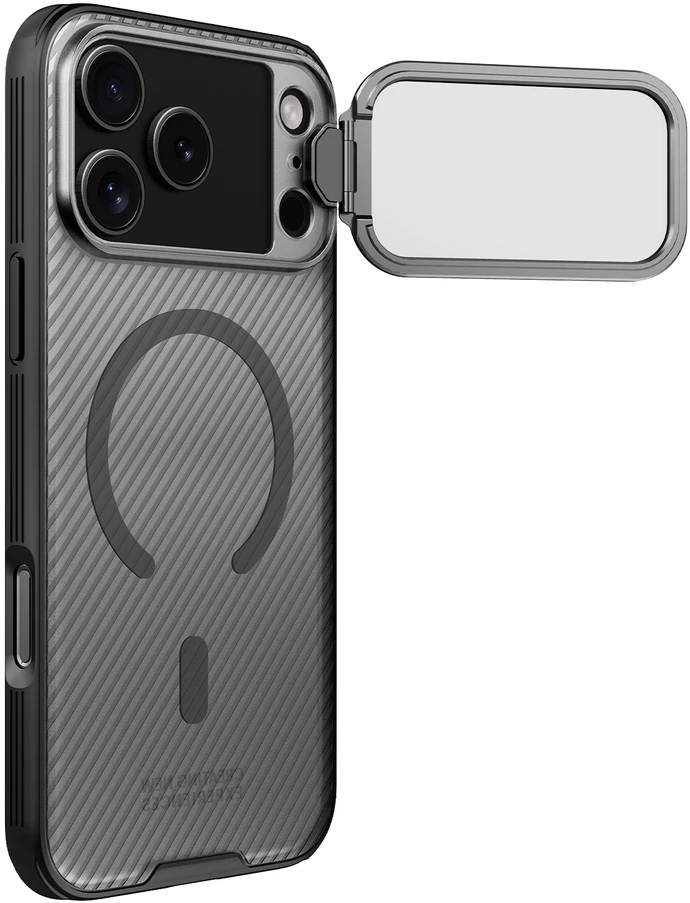 Nillkin CamShield Prop Magnetic dėklas skirtas iPhone 17 Pro Max skaidrus juodos spalvos