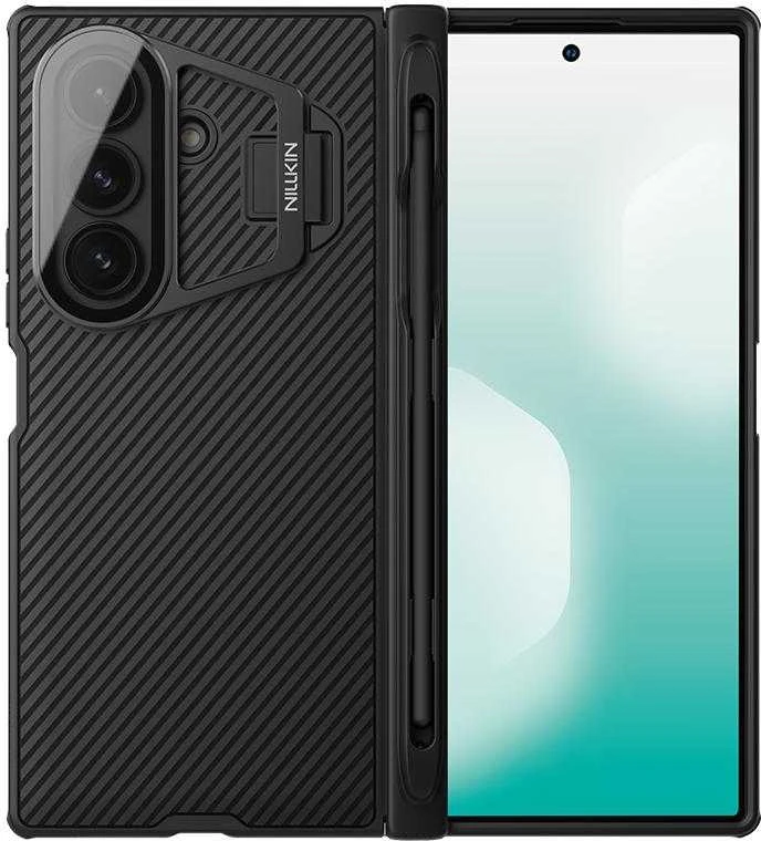Nillkin CamShield Prop Magnetic Pen Slot (Transparent Lens) dėklas skirtas Samsung Galaxy Z Fold 7 juodos spalvos