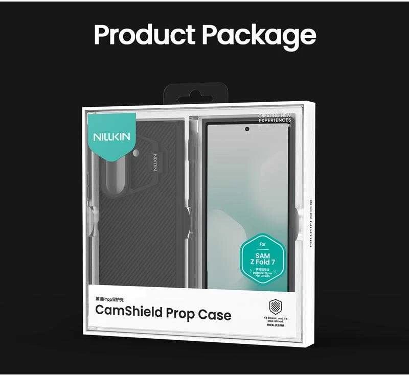Nillkin CamShield Prop Magnetic Pen Slot (Transparent Lens) dėklas skirtas Samsung Galaxy Z Fold 7 juodos spalvos