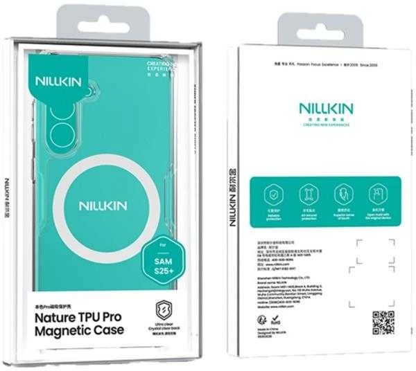 „Nillkin Nature TPU Pro“ magnetinis dėklas, skirtas „MagSafe“ telefonui „Samsung S25“ (baltas)