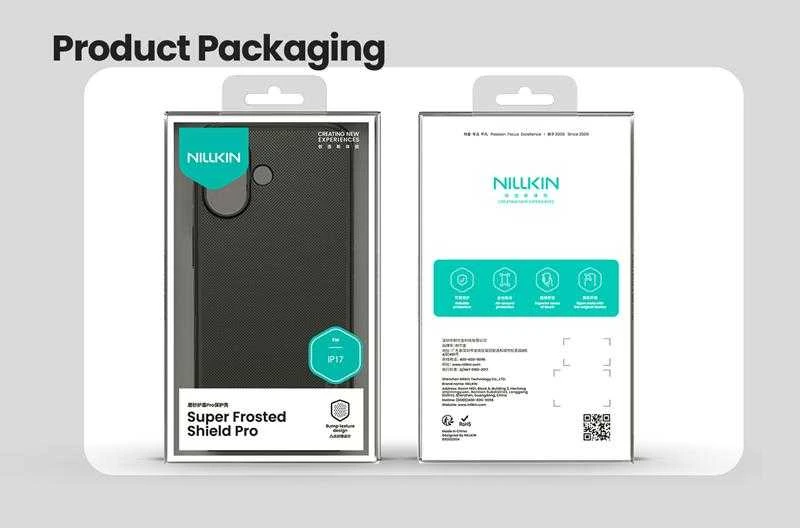 Nillkin Super Frosted PRO Back dėklas skirtas Apple iPhone 17 juodos spalvos