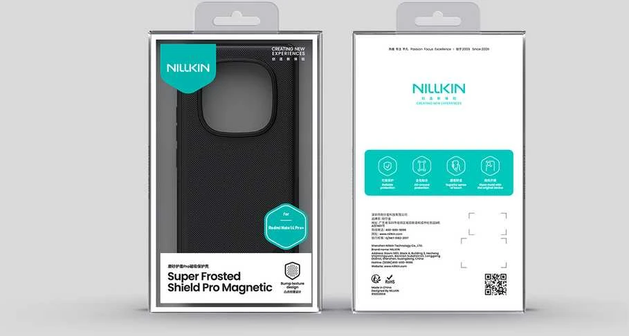 Nillkin Super Frosted PRO Magnetic Back Xiaomi Redmi Note 14 Pro+ 5G dėklas telefonui juodos spalvos