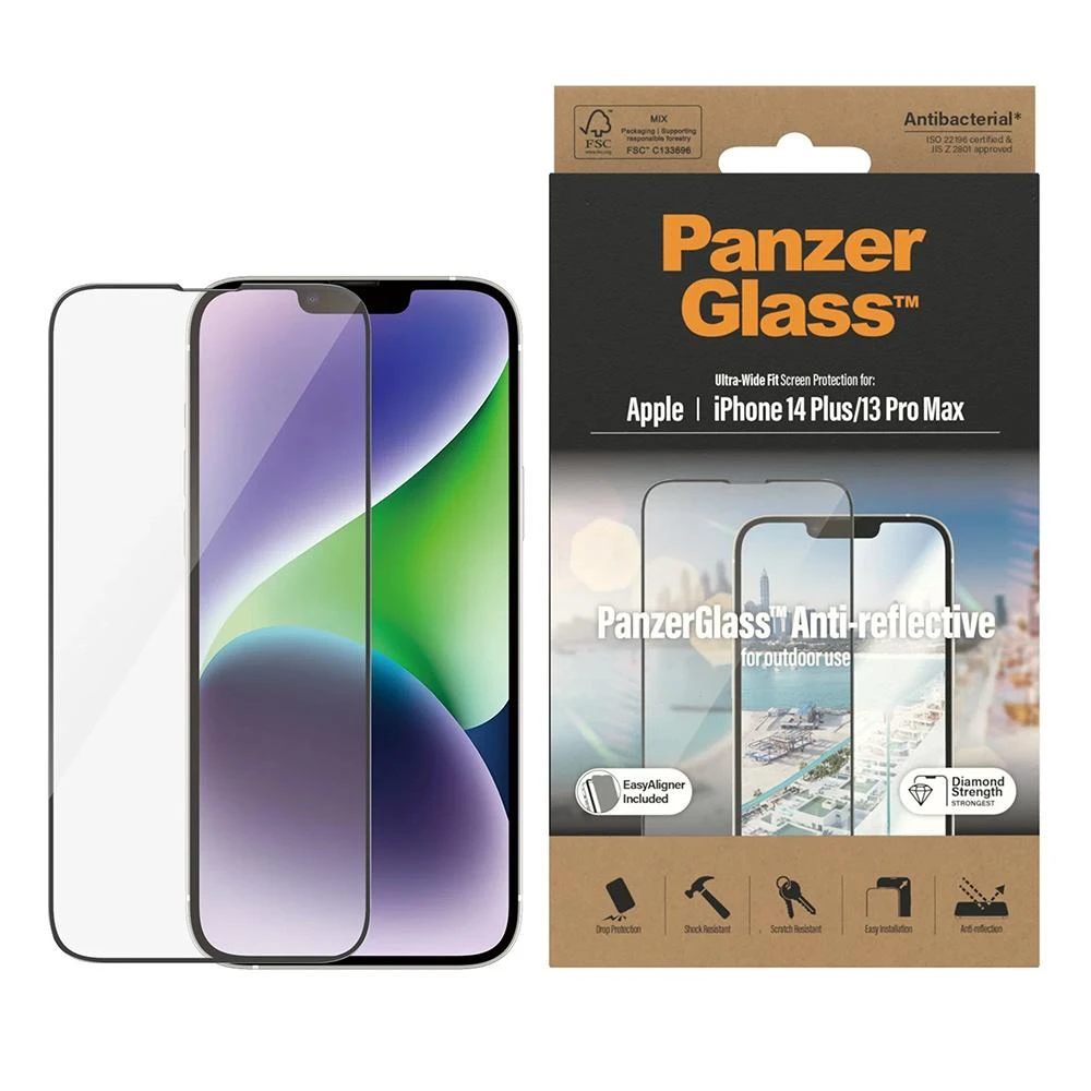 Panzer Glass PanzerGlass | Ekrano apsauga | Apple | iPhone 14 Plus/13 Pro Max | Stiklas | Išvalyti | Itin platus pritaikymas; Lengvas montavimas; Privatumo filtras; Atsparus pirštų atspaudams | Antirefleksinė
