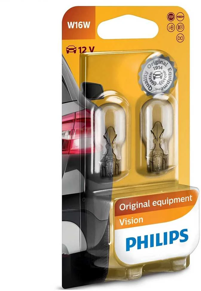 „Philips“ lemputė W16W 12V/16W (stiklinė) 2 vnt.