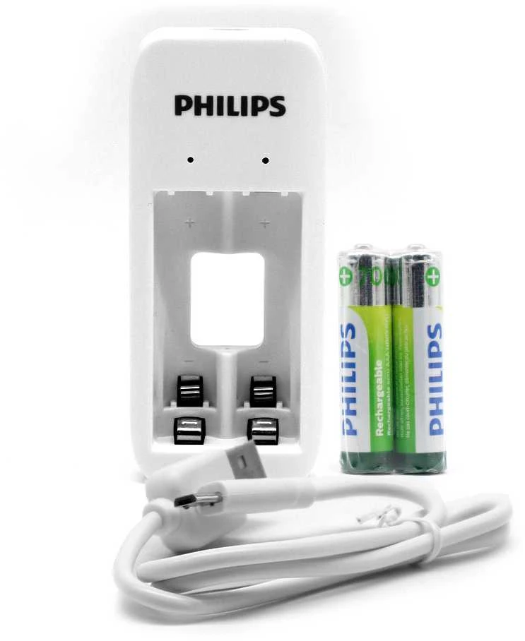 Philips NiMH kroviklis su USB laidu ir 2xAAA baterijomis