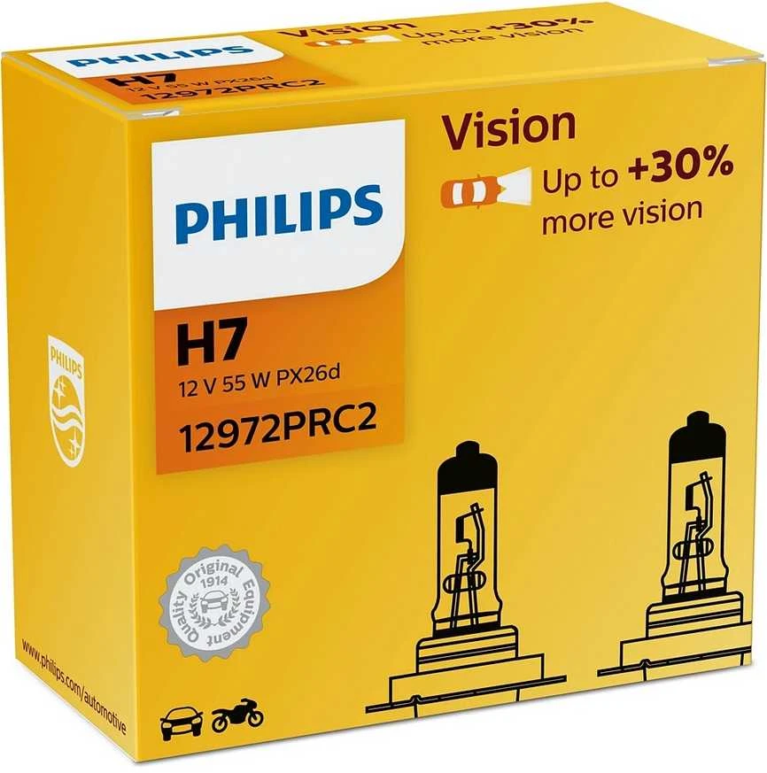 Philips lemputė H7 12V 55W PX26d Vision +30%, DUO, 12972PRC2