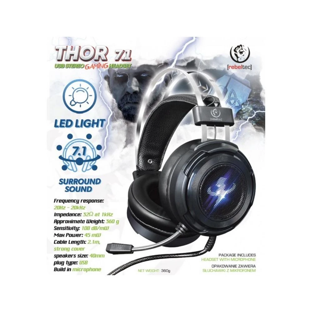 Rebeltec Thore ausinės 7.1 USB