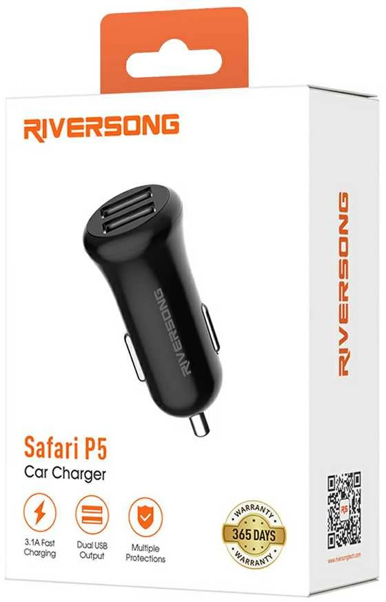 Automobilinis įkroviklis su 2 USB jungtimis Riversong Safari P5