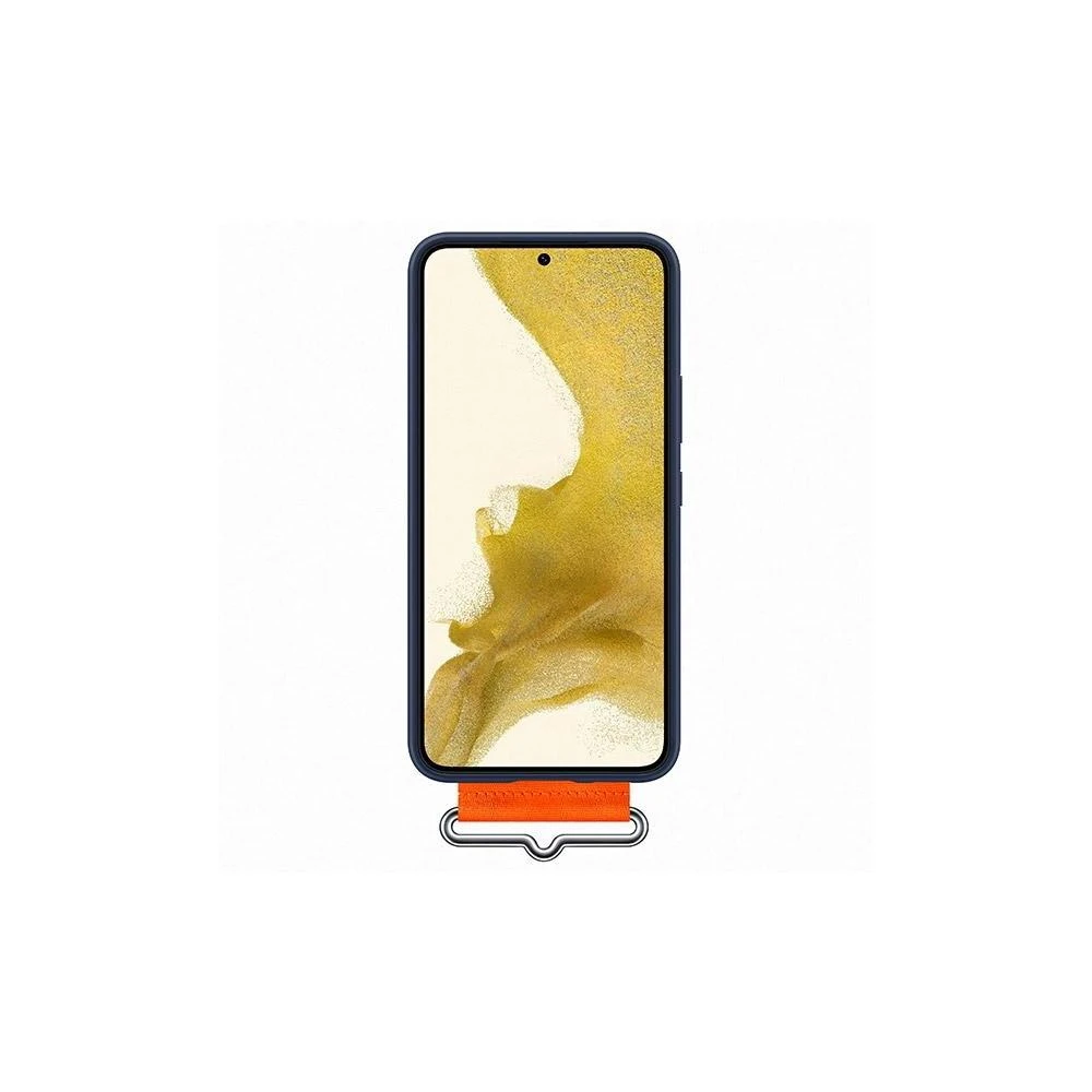Dėklas GS906TWE silikoninis dangtelis su dirželiu, skirtas Samsung Galaxy S22 Plus Baltas (Mėlyna)