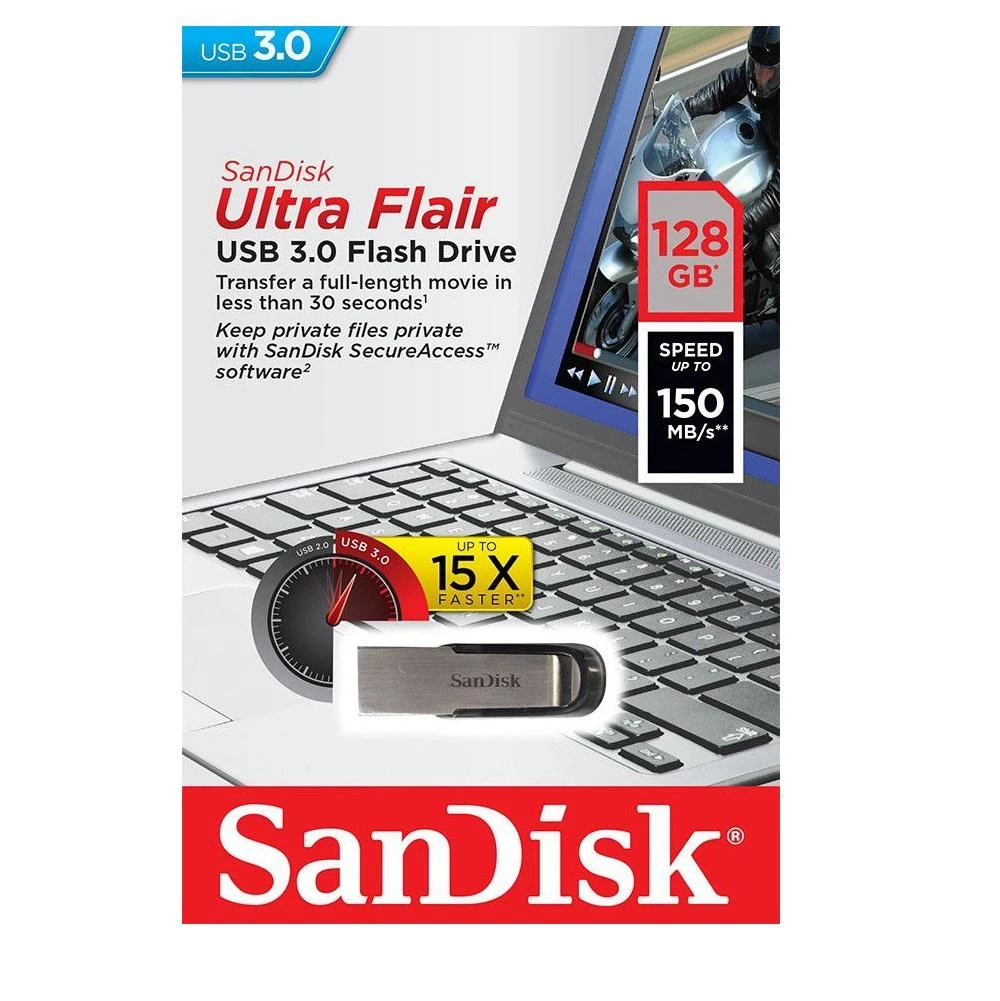 USB laikmena Sandisk Cruzer Ultra Flair, 128GB