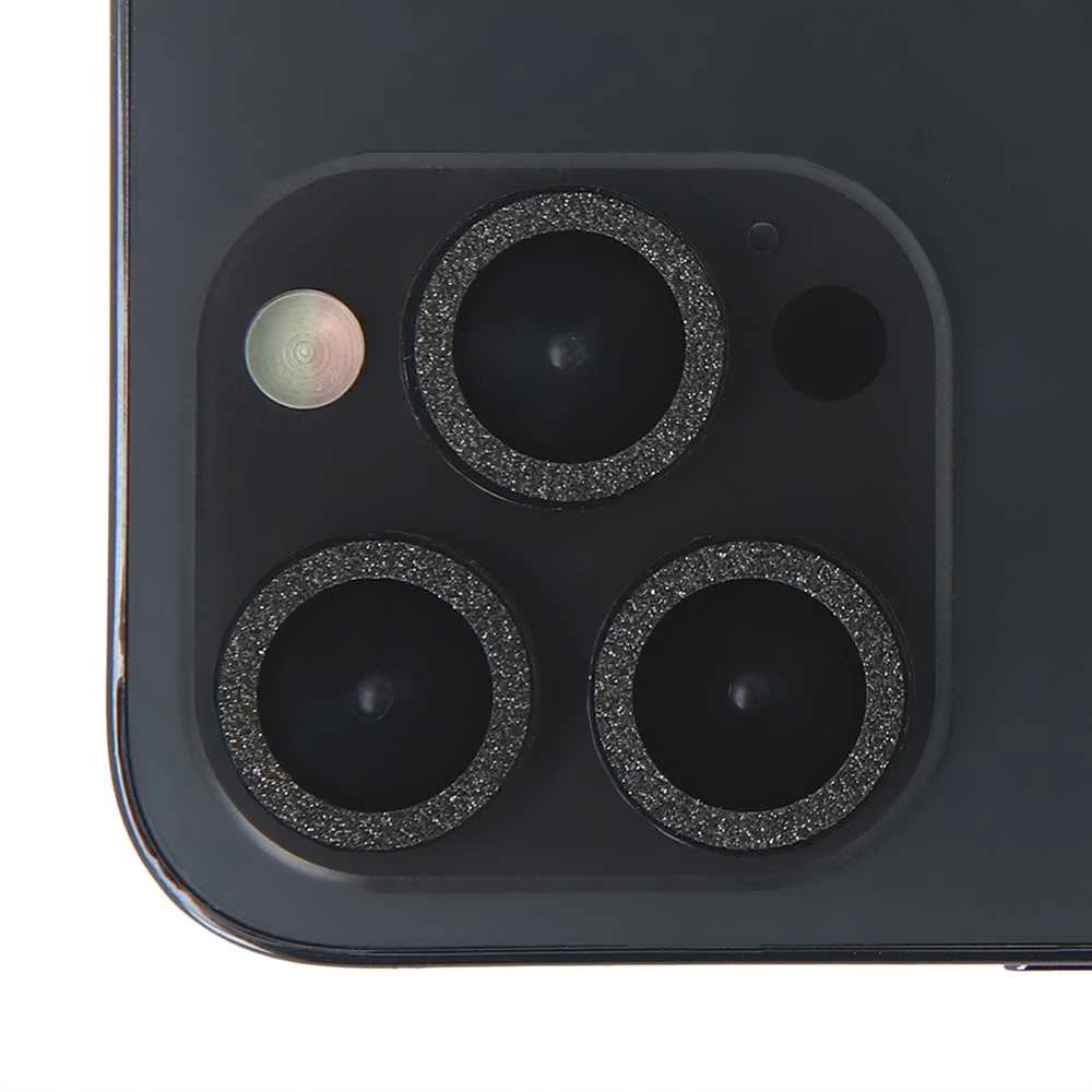 TFO Akinių su lęšiais rinkinys iPhone 12 mini 5,4 juodos spalvos blizgučiais (2 vnt.)