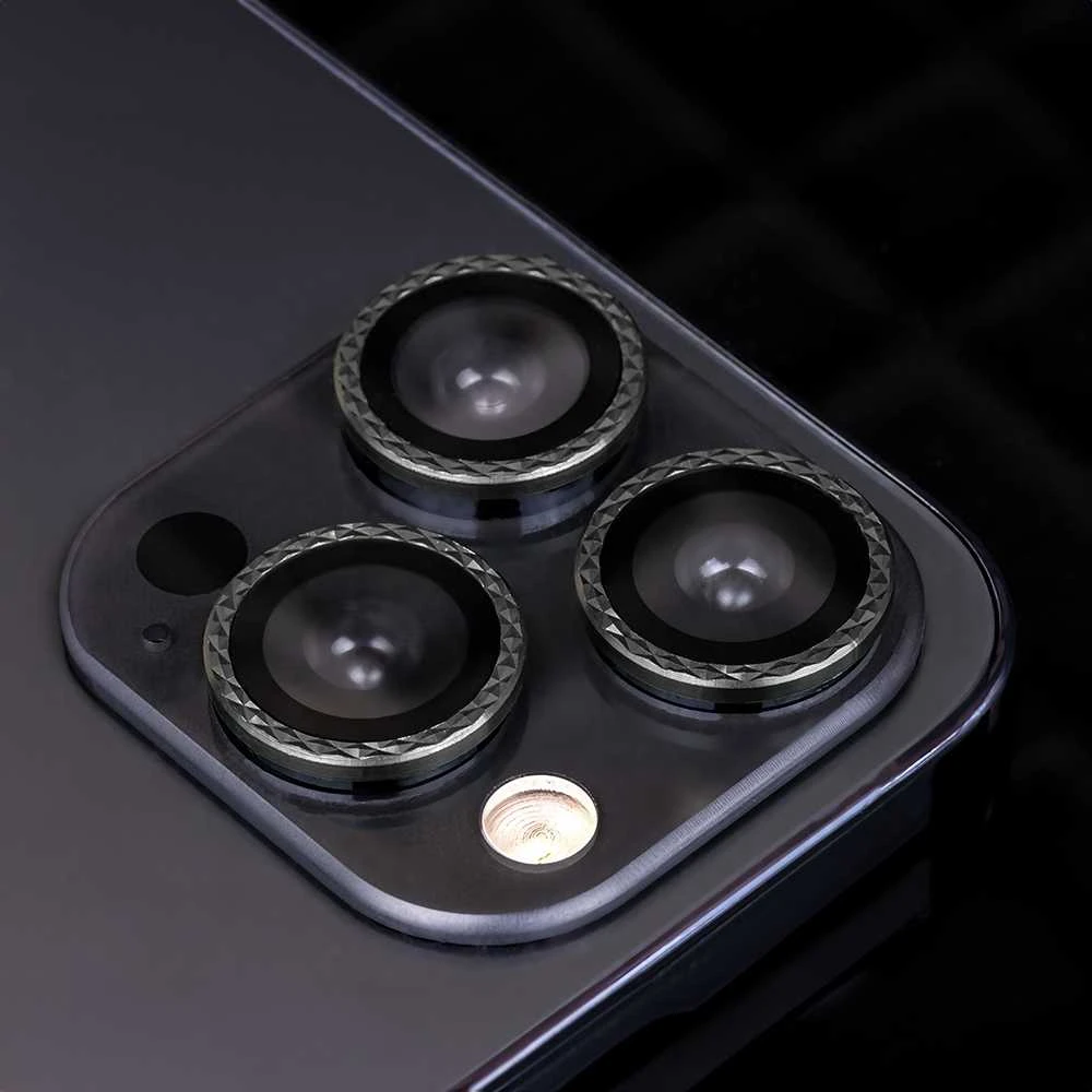 TFO "iPhone 12 Pro Max" 6,7 juodų rombo formos akinių su lęšiais rinkinys (3 vnt.)