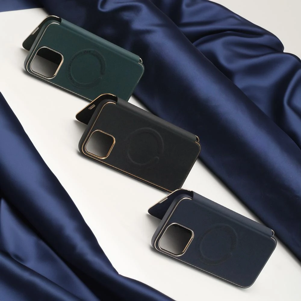 Dark Smart Gold Frame Mag dėklas, skirtas iPhone 14 Pro 6,1" tamsiai žalia