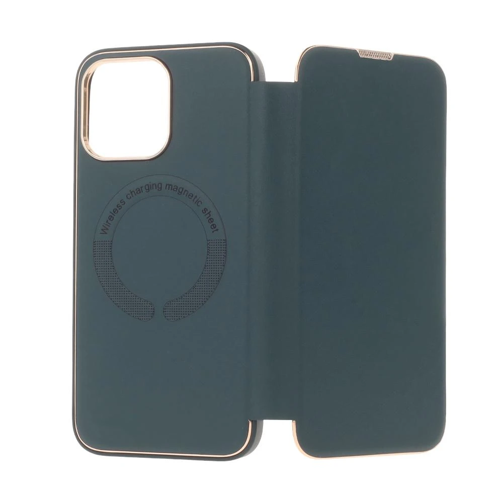 Dark Smart Gold Frame Mag dėklas, skirtas iPhone 14 Pro 6,1" tamsiai žalia
