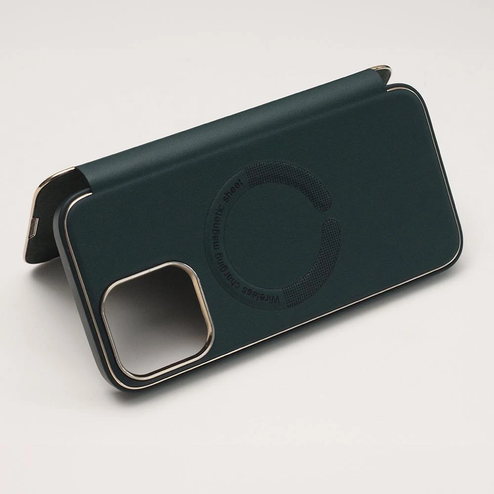 Dark Smart Gold Frame Mag dėklas, skirtas iPhone 14 Pro 6,1" tamsiai žalia