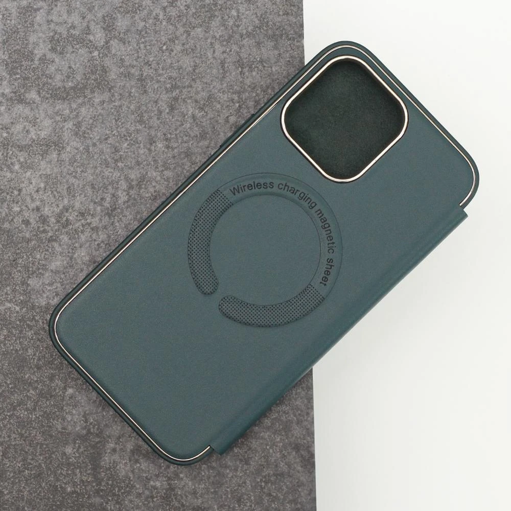 Dark Smart Gold Frame Mag dėklas, skirtas iPhone 14 Pro 6,1" tamsiai žalia