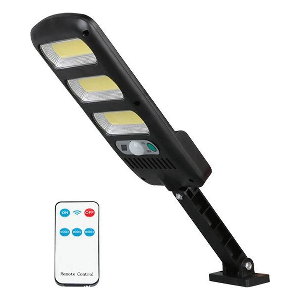 Sieninis šviestuvas LTC Saulės šviestuvas LTC 3 x LED COB 24 W, 1800 lm, judesio ir prieblandos jutiklis, 1800 mAh baterija, pultelis.