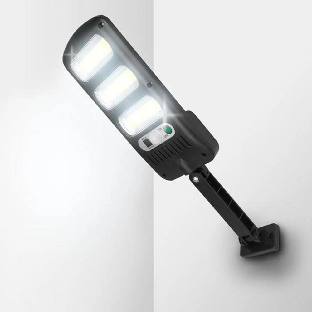 Sieninis šviestuvas LTC Saulės šviestuvas LTC 3 x LED COB 24 W, 1800 lm, judesio ir prieblandos jutiklis, 1800 mAh baterija, pultelis.