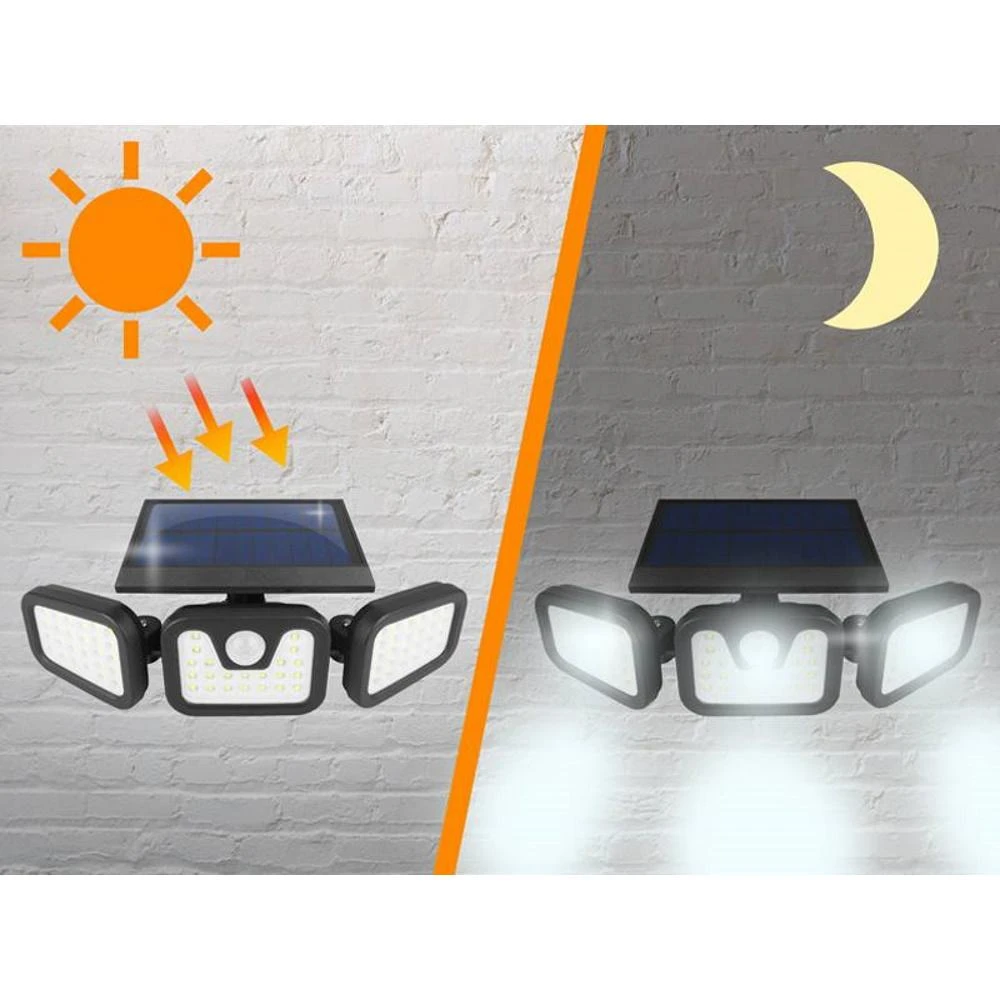 Sieninis šviestuvas LTC Saulės šviestuvas LTC 74 x SMD LED, 20 W, judesio ir prieblandos jutiklis, apšvietimo kampo reguliavimas, 2400 mAh baterija.