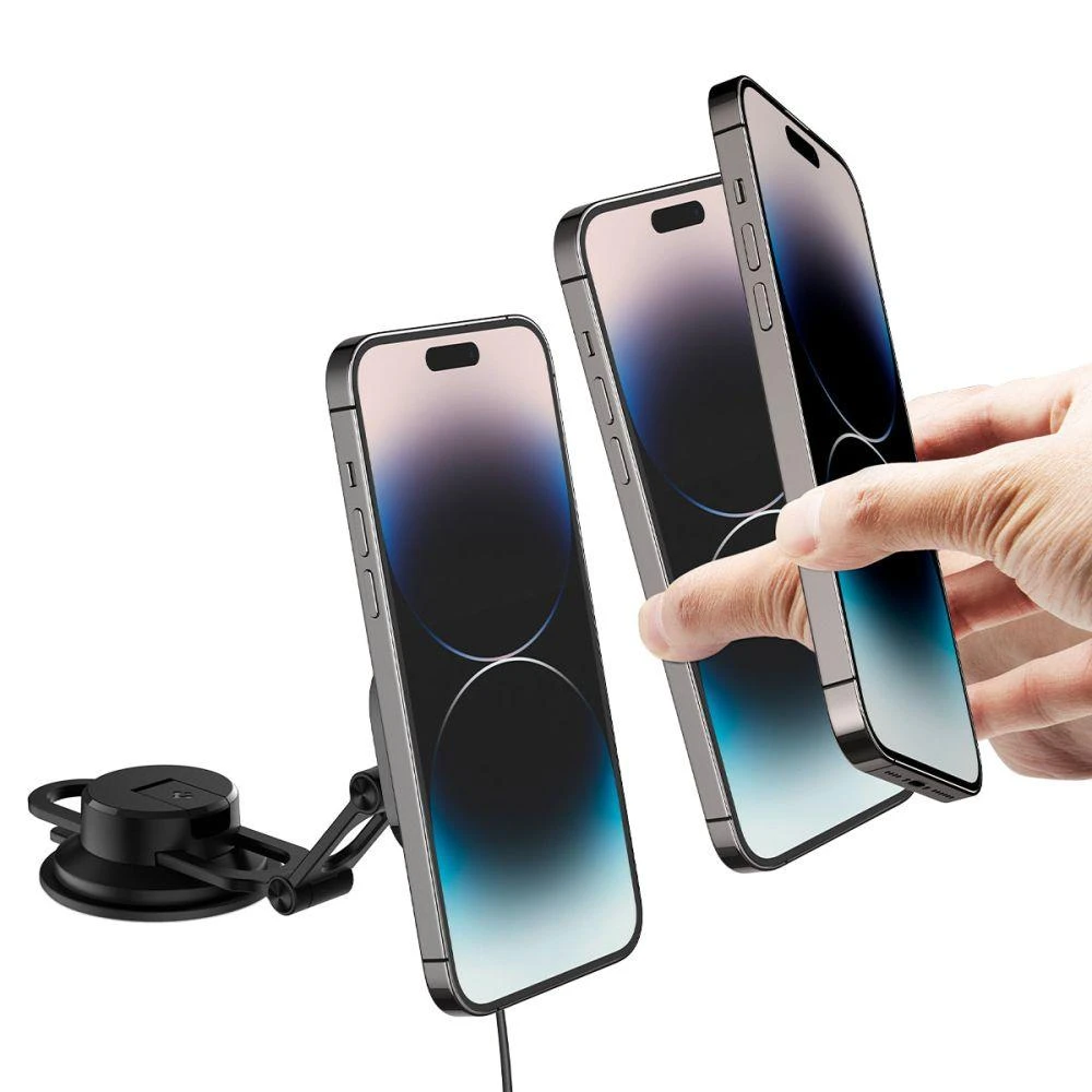 Spigen automobilio laikiklis Onetap Pro 3 ITS35W-3 DASH su QI 10W, skirtas iPhone su Magsafe juoda