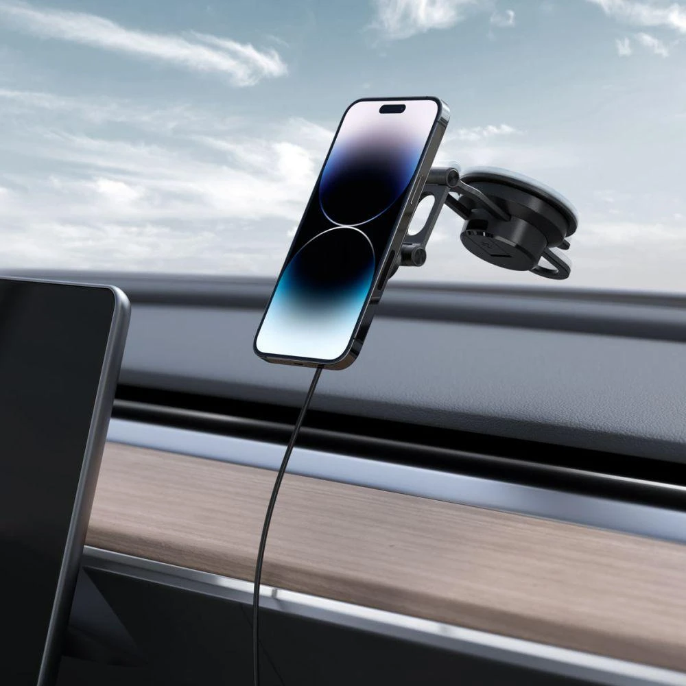 Spigen automobilio laikiklis Onetap Pro 3 ITS35W-3 DASH su QI 10W, skirtas iPhone su Magsafe juoda