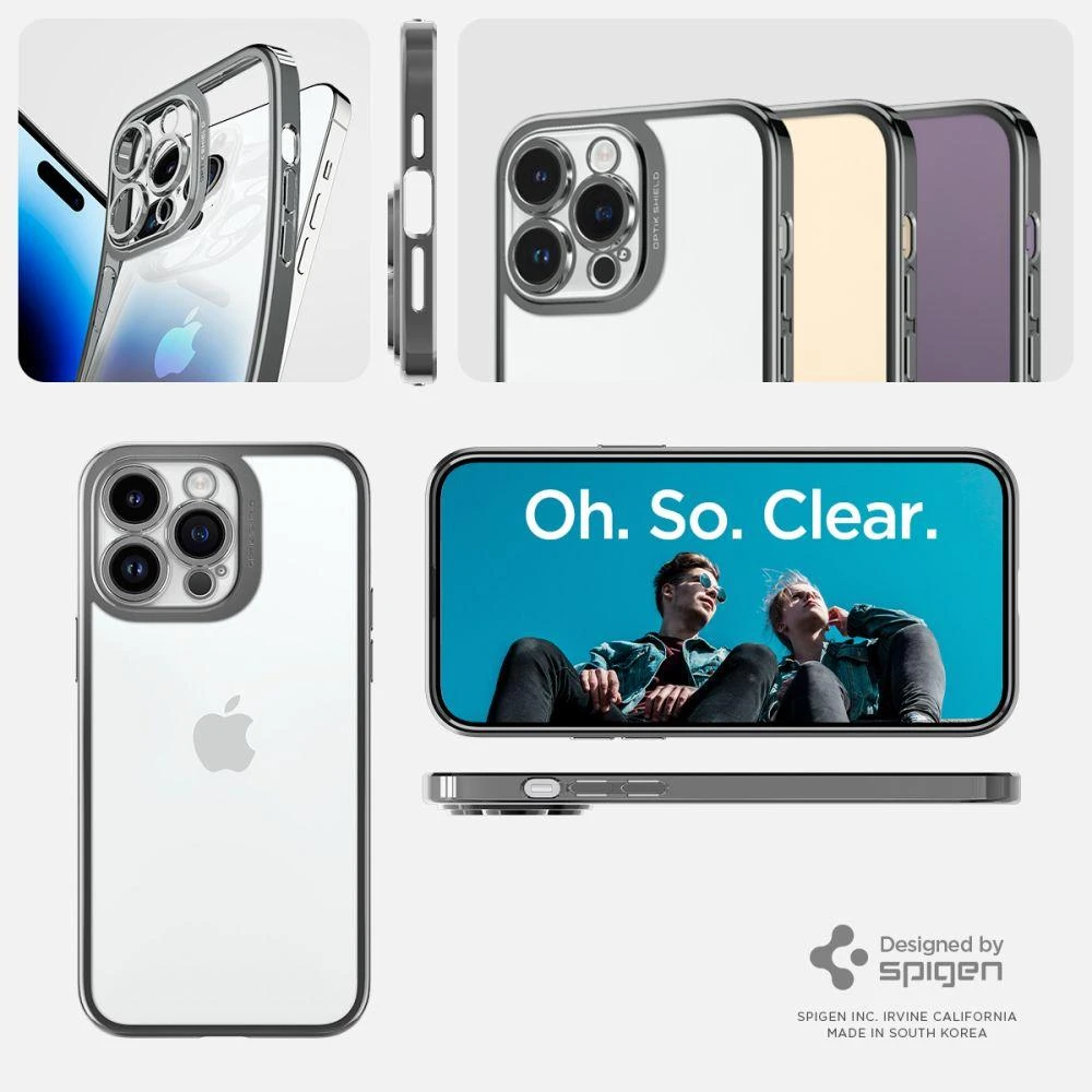 Dėklas Spigen Optik Crystal, chrominė pilka - iPhone 14 Pro Max