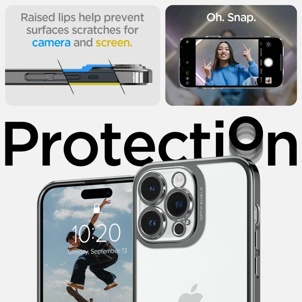 Dėklas Spigen Optik Crystal, chrominė pilka - iPhone 14 Pro Max