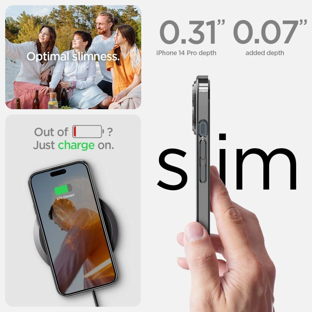 Dėklas Spigen Optik Crystal, chrome pilkos spalvos – Apple iPhone 14 Pro