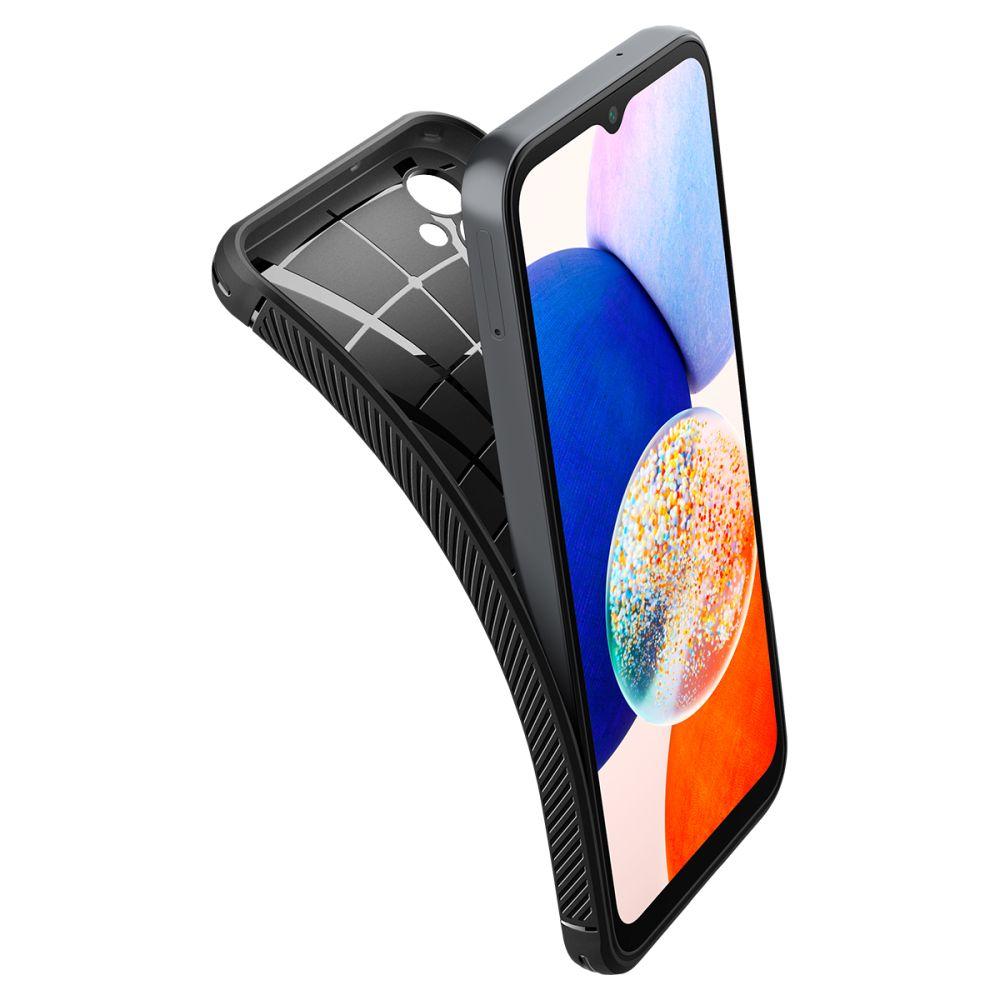 Dėklas Spigen Rugged Armor, juodas - Samsung Galaxy A14 5G