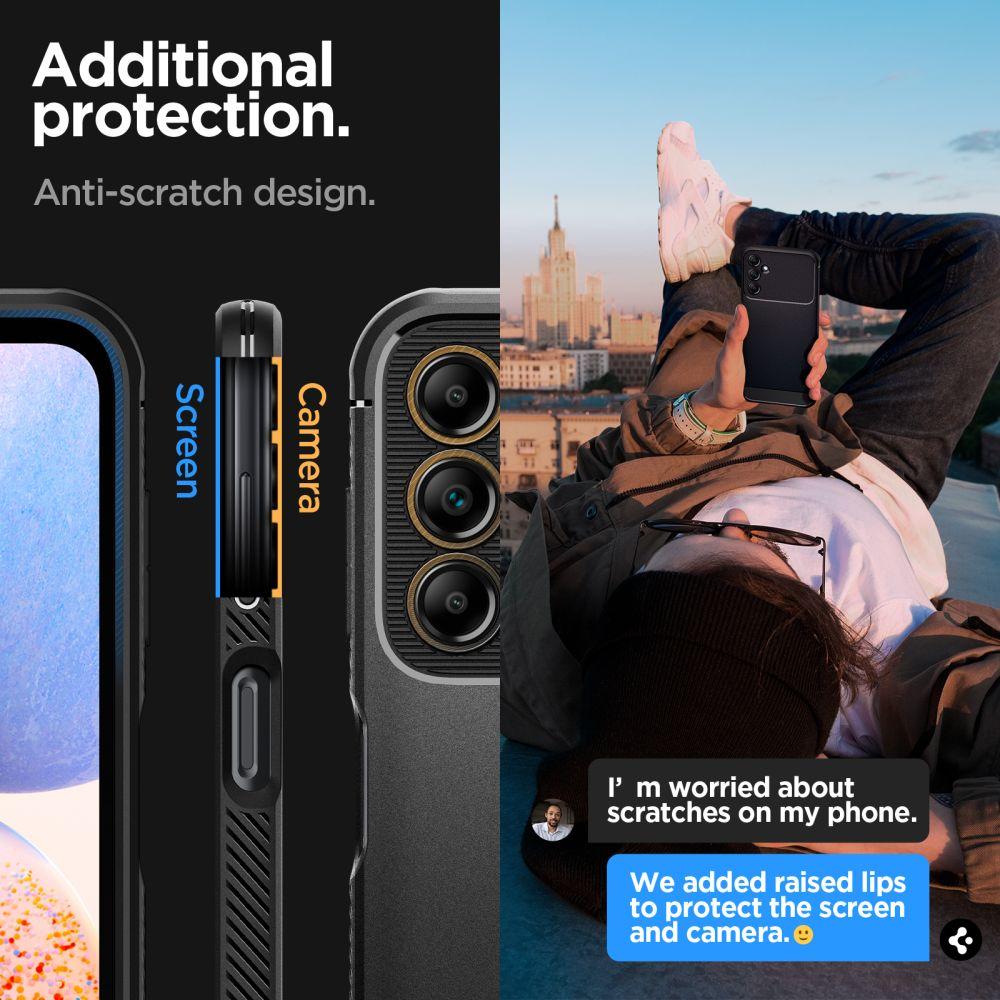 Dėklas Spigen Rugged Armor, juodas - Samsung Galaxy A14 5G