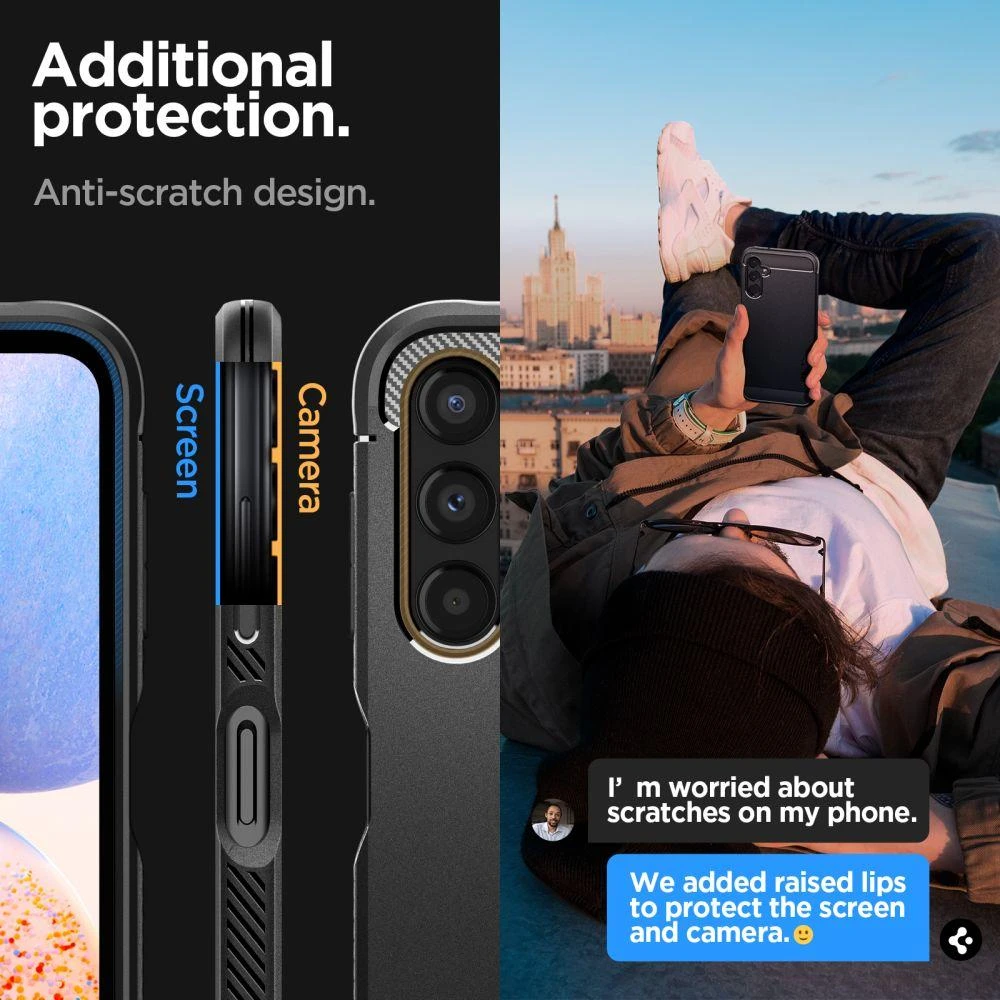 Spigen dėklas Rugged Armor, skirtas Samsung Galaxy A14 4G / LTE matinės juodos spalvos
