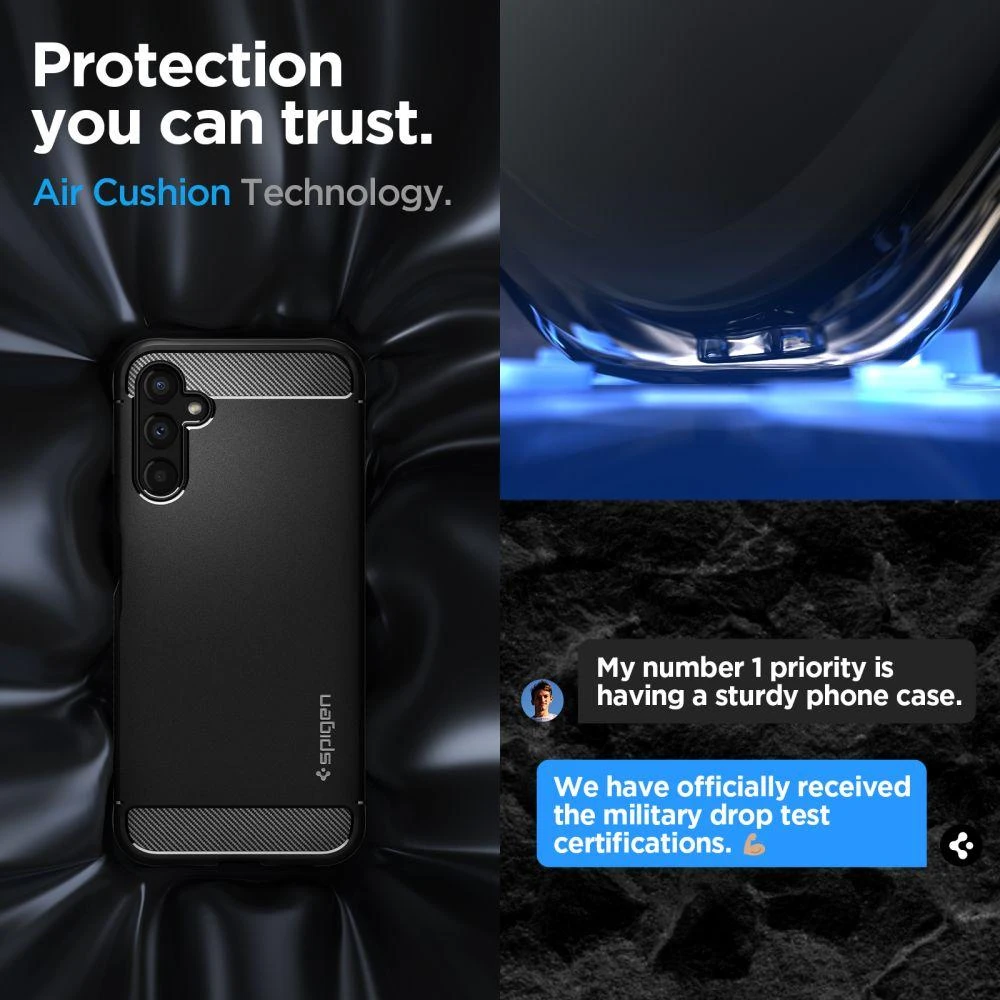 Spigen dėklas Rugged Armor, skirtas Samsung Galaxy A14 4G / LTE matinės juodos spalvos