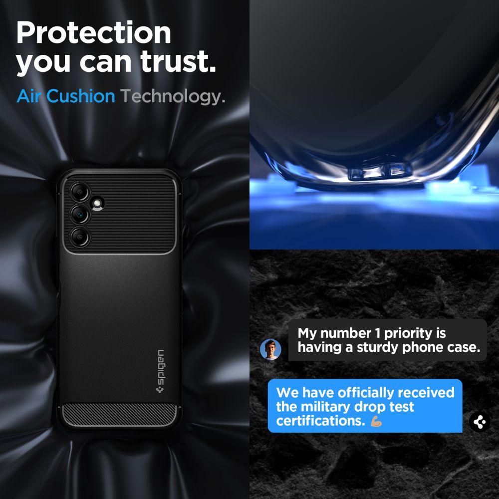 Dėklas Spigen Rugged Armor, juodas - Samsung Galaxy A14 5G