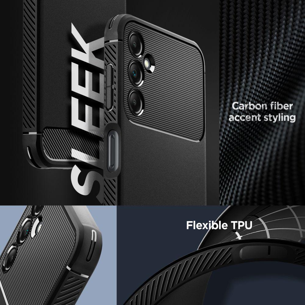 Dėklas Spigen Rugged Armor, juodas - Samsung Galaxy A14 5G