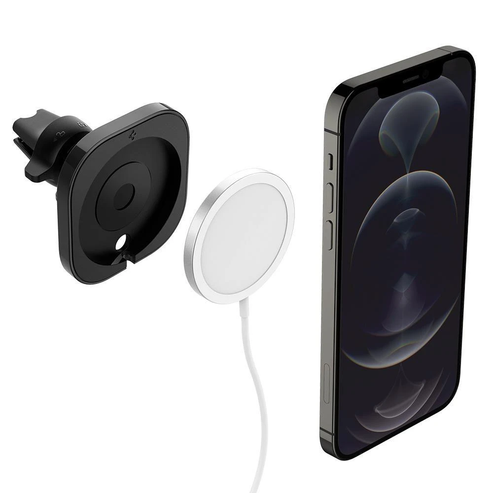 „Spigen MagFit“ automobilio laikiklis, skirtas „MagSafe“ įkrovikliui