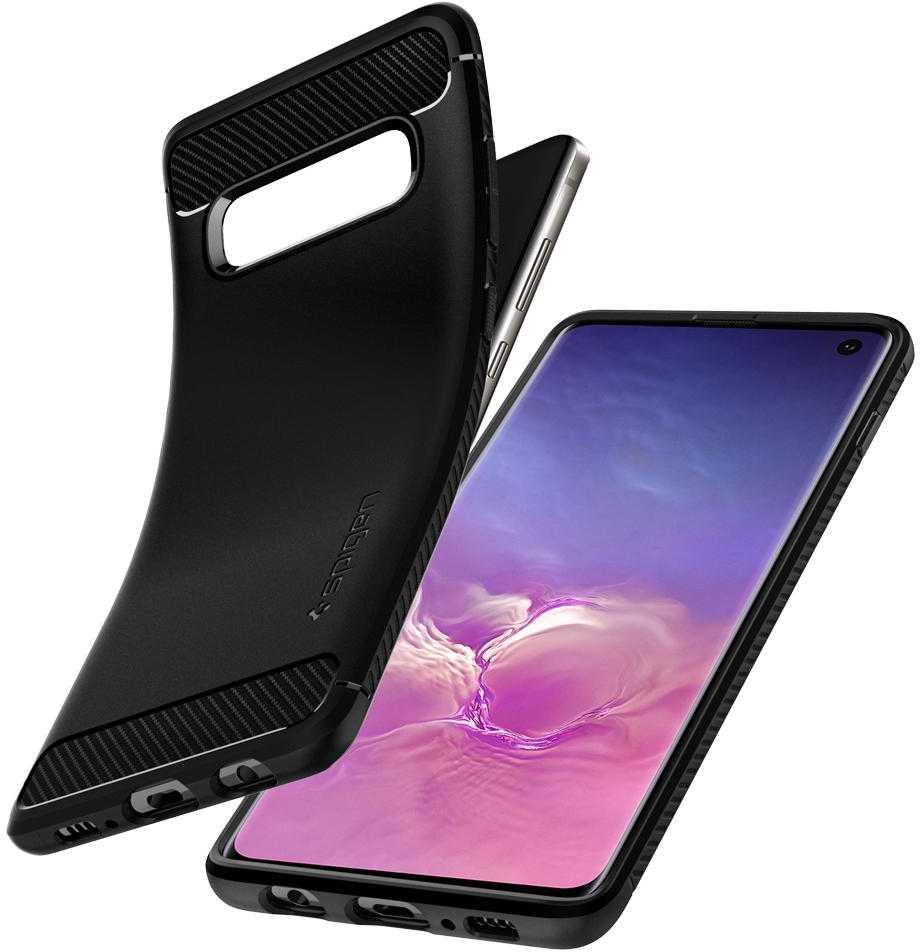 Spigen Rugged Armor - dėklas skirtas Samsung Galaxy S10 Juodas