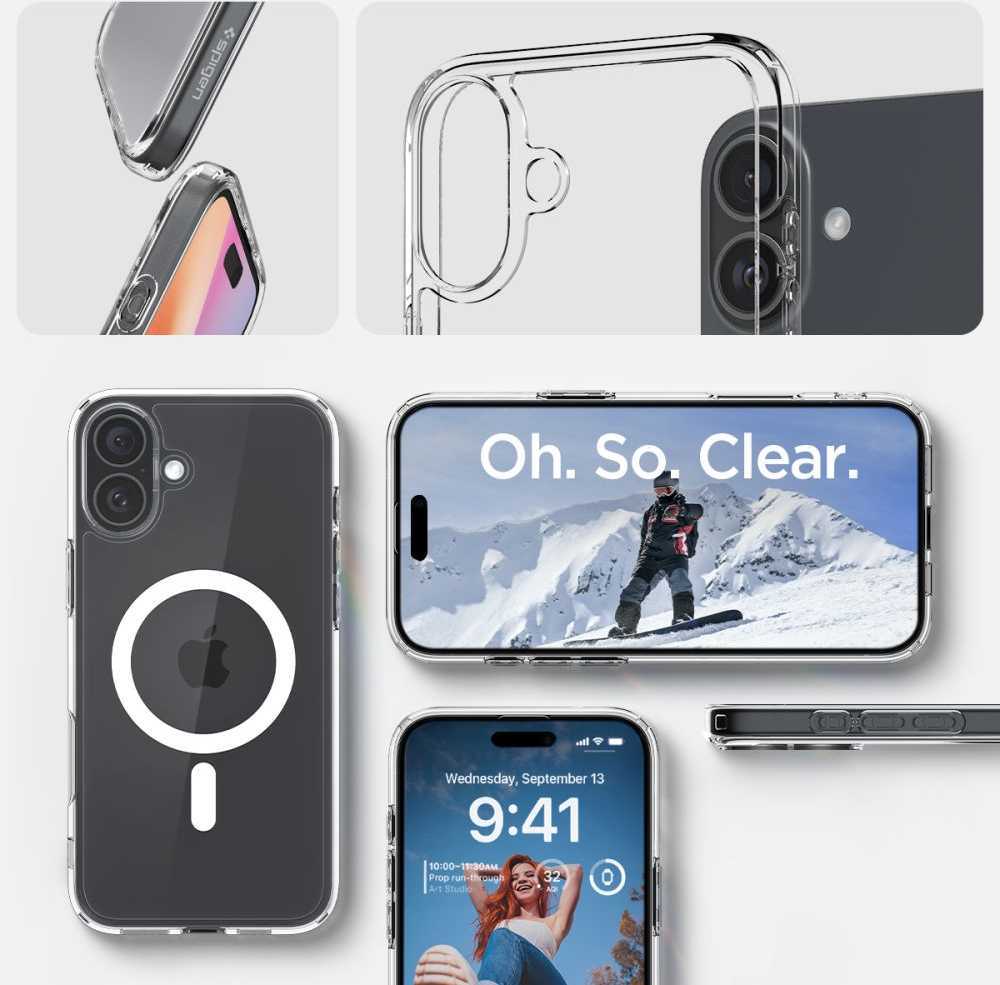 Dėklas Spigen Ultra Hybrid MagSafe, baltos spalvos – Apple iPhone 16 Plus