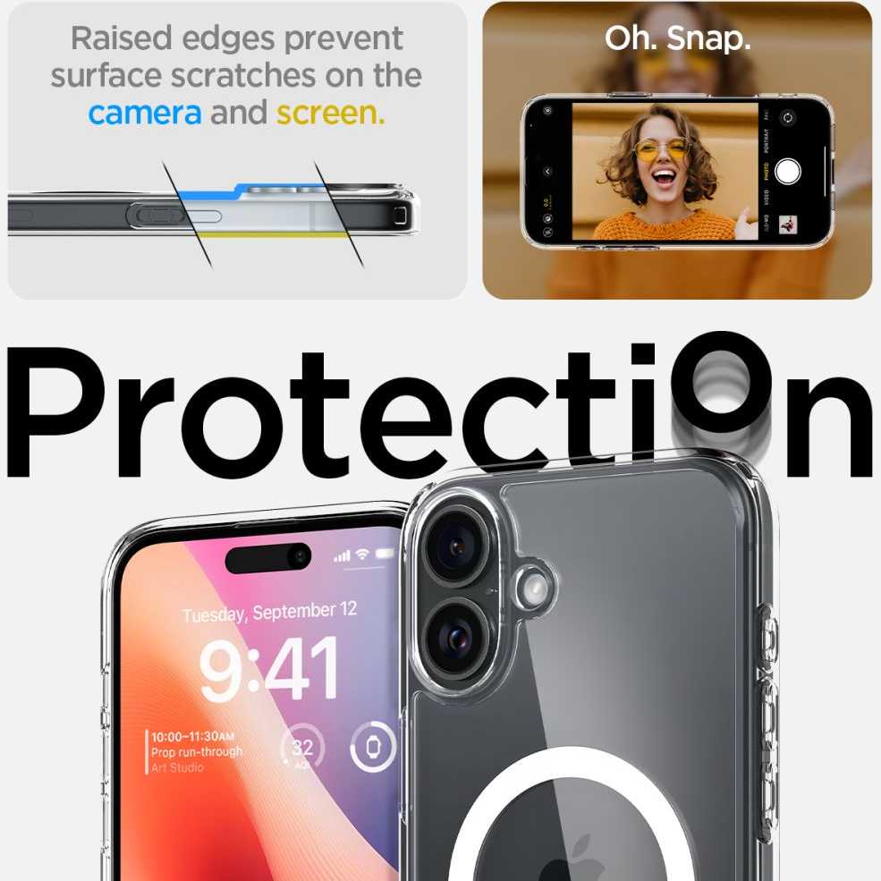 Dėklas Spigen Ultra Hybrid MagSafe, baltos spalvos – Apple iPhone 16 Plus