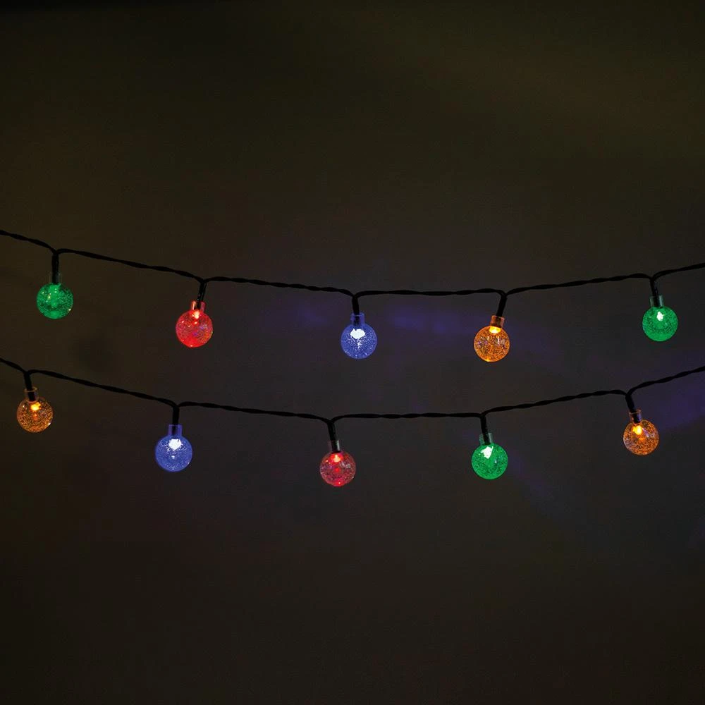 Saulės energija įkraunama LED girlianda CRYSTAL BALLS SCB61 6,5m 30 lempučių, spalvota, Forever Light