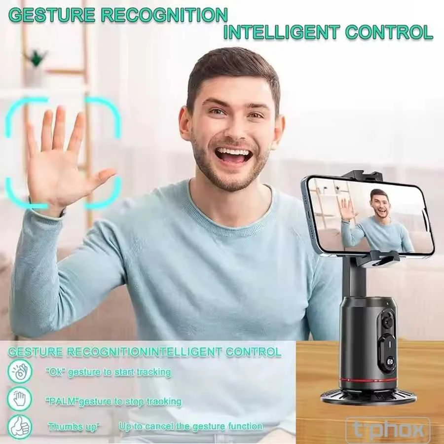 T-PHOX ICIRCLE GIMBAL/TRIKOJIS SU AI VEIDO SEKIMO FUNKCIJA 360° Juodas LAIKIKLIS