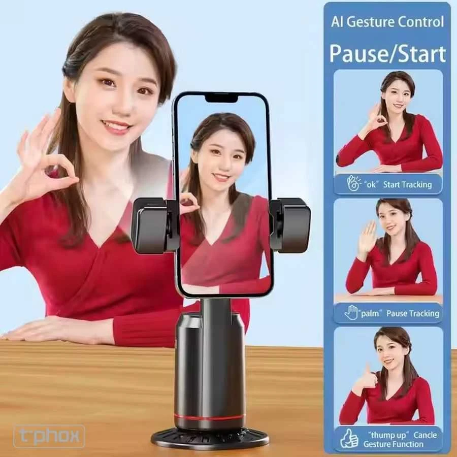 T-PHOX ICIRCLE GIMBAL/TRIKOJIS SU AI VEIDO SEKIMO FUNKCIJA 360° Juodas LAIKIKLIS