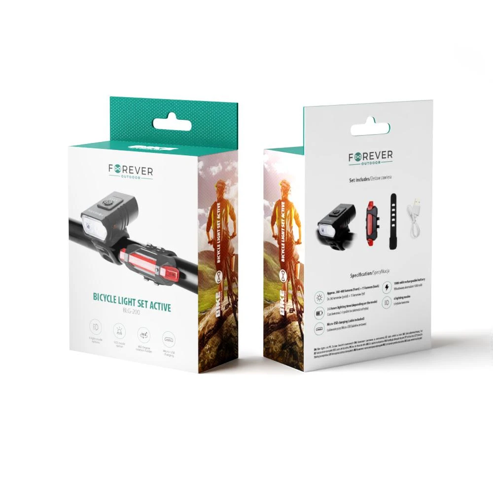 Dviračio žibintų komplektas Active BLG-200 Forever Outdoor