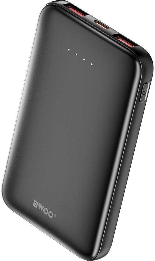 Telforceone BWOO išorinė baterija P72 QC 22.5W PD 20W 5000 mAh su 2 x USB-A prievadais ir 1 x USB-C prievadu, juoda