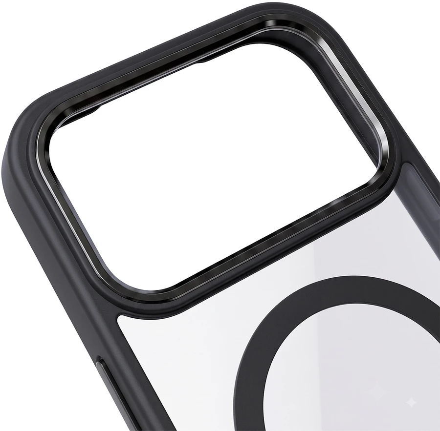 Telforceone Spalvotas Clear Mag dėklas, skirtas iPhone 17 Pro Max 6,9" / 18 Pro Max 6,9", tamsiai pilkas
