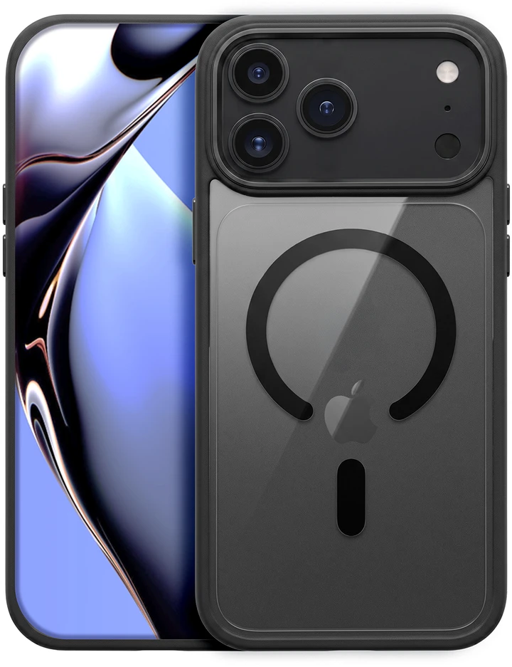 Telforceone Spalvotas Clear Mag dėklas, skirtas iPhone 17 Pro Max 6,9" / 18 Pro Max 6,9", tamsiai pilkas