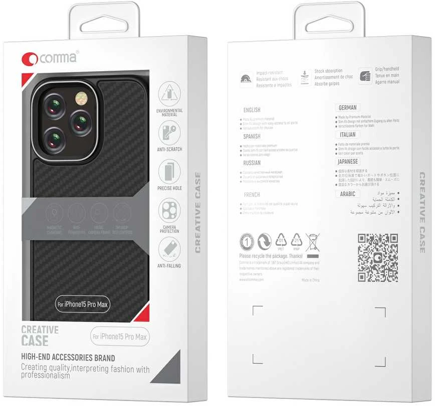 TelForceone Comma dėklas, skirtas Kevlar Mag, skirtas iPhone 15 Plus juodos spalvos