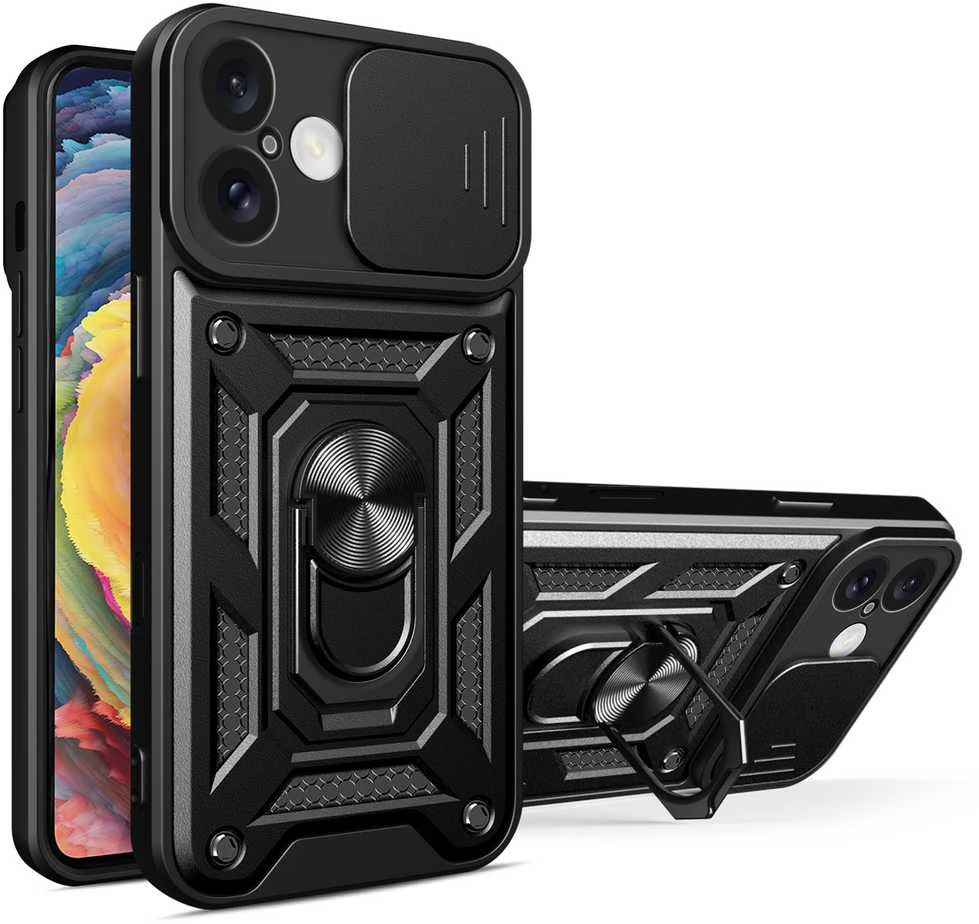 TFO Apsauginis dėklas su pirštų laikikliu, skirtas iPhone 16 6,1 juodas